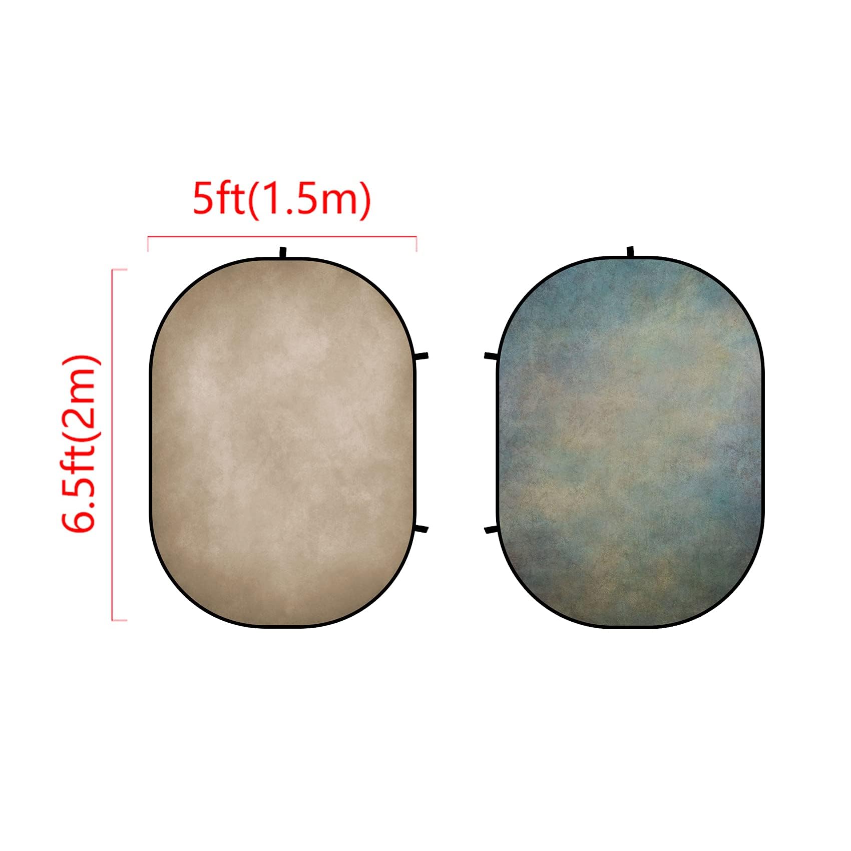 Kate 5X6.5Ft(1.5X2M) Collapsible Backdrops Tan Grey Green Double Sided Reversible Pop Up Background For Portrait Photography, Vi